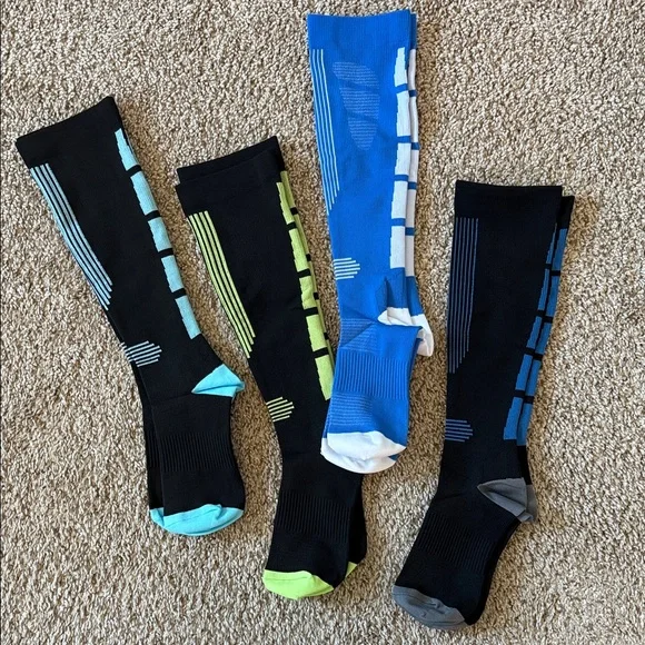 New Unisex Compression Socks Athletic Socks 20-30 mmhg bundle of 4 - Picture 2 of 7